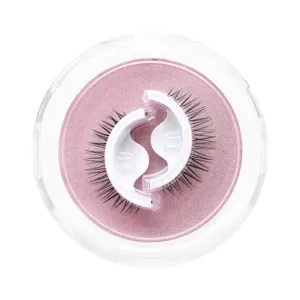 Klebefreie selbstklebende halbe künstliche Wimpern im runden rosa Etui für einfaches Augen-Make-up