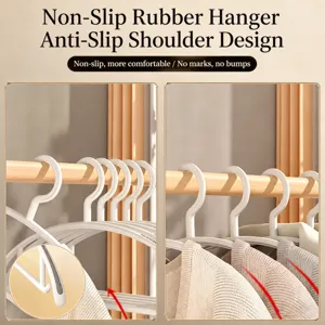White anti-slip clothes hangers seamless shoulder design plastic coat hangers for closet storage