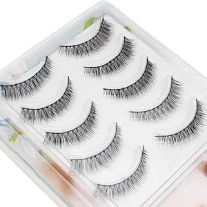 Natürliche künstliche Wimpern Set 5 Paar weich dünnes Band Alltags Make-up Augenwimpern
