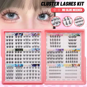 Kit de cils en grappe faux cils naturels segmentés sans colle outil de maquillage beauté