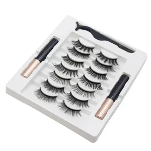 Magnetic Eyelashes Set Glue Free Curly Thick False Eyelashes With Liquid Magnetic Eyeliner And Applicator Tweezer Beauty Tools