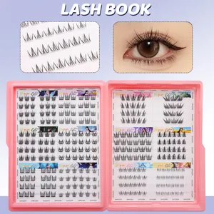 Faux cils segmentés dans un livre rose, extensions de cils auto-adhésives naturelles.