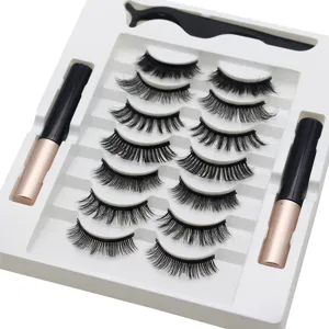 7 pairs magnetic false eyelashes set with 2 eyeliners and applicator tool for women daily makeup.