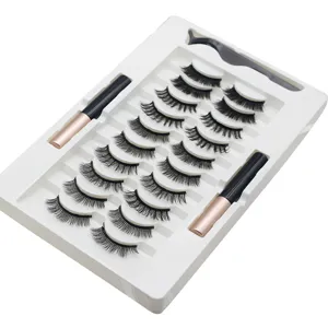 Magnetische künstliche Wimpern Set mit 10 Paaren, zwei Eyelinern und praktischer Pinzette.