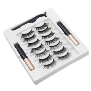 Magnetic false eyelashes set 7 pairs with 2 eyeliners and applicator tool for women beauty.