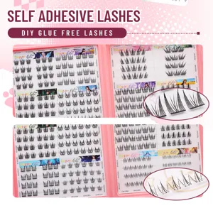 Faux Cils Segmentés Auto-Adhésifs Sans Colle Clusters Naturels Longs Extensions en Fibre Synthétique Kit