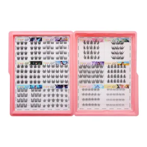 Faux cils segmentés sans colle DIY dans une boîte de rangement rose maquillage