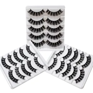 Handgefertigte Russische Wimpern Falsche Wimpern Russischer Voluminöser Geschwungener Synthetische Faser DD Schwung Wimpernverlängerung Set Für Damen Make-Up