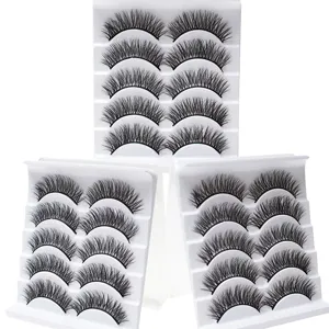 5 Paar 3D Kunstwimpern Künstliche Wimpern Natürlicher Look Schwung Augen Make Up Tray