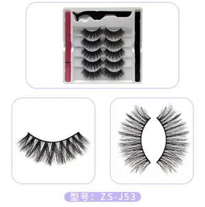 5 Paar künstliche Wimpern Set mit Eyeliner und Applikator, natürliches dickes Volumen.