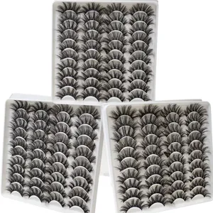 Künstliche Wimpern Großpackung Set natürliche geschwungene dicke 3D Wimpern Make-up Werkzeuge