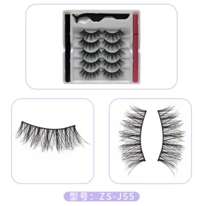 5 Paar künstliche Wimpern Set mit Pinzette und Eyliner Stiften für perfektes Augen Make-up.
