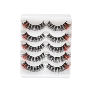 Detailansicht von 5 Paaren schwarz-roten künstlichen Wimpern DD-Schwung Make-up Wimpern-Set