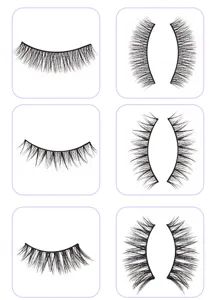 Detailanzeige mehrerer künstlicher Wimpernstile, natürliches und dichtes Design für Augen.