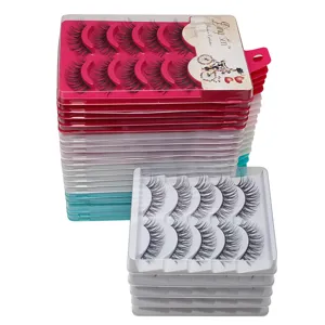 Natürliche Lange Messy Falsche Wimpern Bonbonfarbenes Tablett Synthetikfaser Überkreuzte Wimpernverlängerung Make-up Beauty Tools