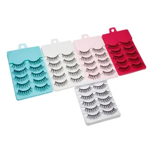5 Paar künstliche Wimpern Bonbon Farbe Tablett Set natürliche flauschige Make-up Schönhei