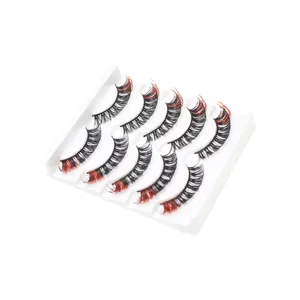 Farbige 5 Paare künstliche Wimpern DD Schwung natürlich dicht gemischt Detailansicht Set