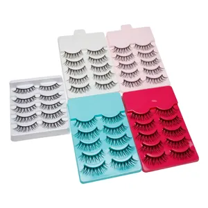 5 Paar Künstliche Wimpern Natürliche Lange Falsche Wimpern Bonbonfarbenes Tablett Set