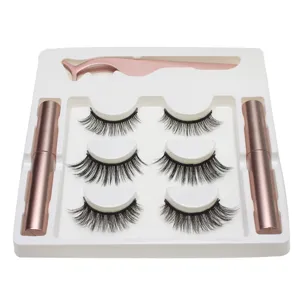 Natürlich Geschwungene Magnetische Falsche Wimpern Set Handgemachte Simulierte Wimpern Kit Mit Flüssigem Eyeliner Und Pinzette Kosmetik Make-up Werkzeuge Für Damen