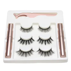 Magnetisches künstliches Wimpern Set mit 3 Paaren, Eyeliner und Applikator für Damen