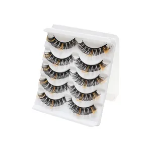 5 Paar farbige künstliche Wimpern DD Schwung natürliche dicke gemischte Wimpern Box