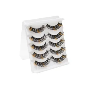 Detailansicht von 5 Paaren künstlichen Wimpern, natürlicher dichter Stil für den perfekten Look.