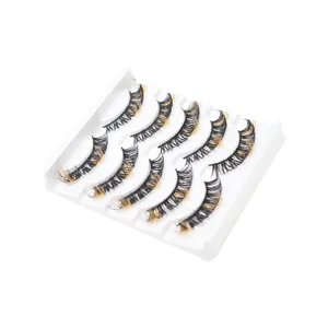 5 Paare bunte künstliche Wimpern DD Schwung natürlich dichte gemischte Wimpern Detail Ansicht.
