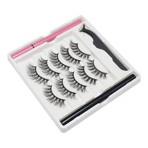 Künstliche Wimpern Set mit Eyeliner Stift, 5 Paar wiederverwendbare natürliche dicke Wimpern.