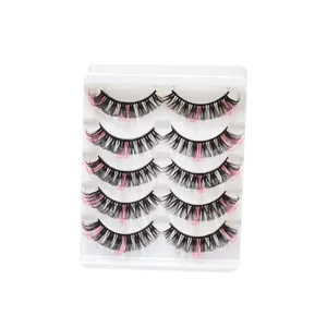 Bunte kuenstliche Wimpern 5 Paar Set DD Schwung natur dicht gemischte Wimpern fuer Make-up