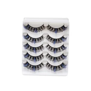 5 Paar bunte künstliche Wimpern DD Schwung Volumen natürliches Make-up Beauty Tool