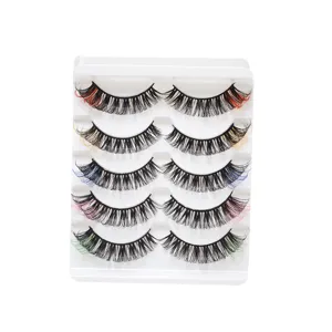 Farbige 5 Paar künstliche Wimpern DD Schwung natürlich dicke Wimpern Set für Damen