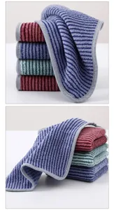 Thickened absorbent microfiber kitchen cleaning cloth set with striped design for home use.