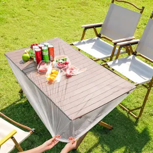 Disposable Waterproof Oilproof Plastic Table Cloth Elastic Edge Table Cover For Outdoor Picnic Camping Party Kitchen