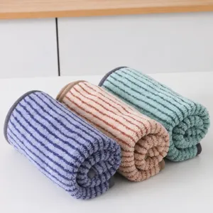 Thickened striped microfiber cleaning cloth for kitchen, highly absorbent and lint-free.
