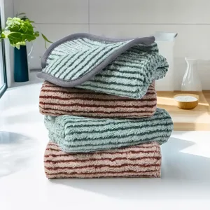Thickened double-sided striped kitchen cleaning cloth absorbent dish towel for household use
