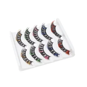 Bunte 5 Paare künstliche Wimpern DD Schwung gemischte farbige dicke falsche Wimpern Detail