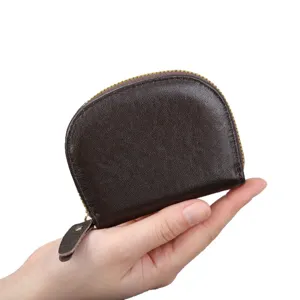 Genuine Leather Women Card Holder Mini Coin Purse Zipper Wallet Coin and Bank Card Storage