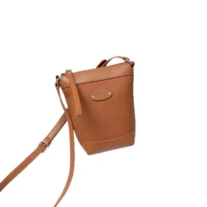 Brown leather crossbody phone bag, versatile small messenger bag for women, daily commute style.