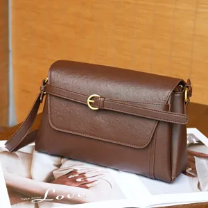 Echtes Leder Retro Umhängetasche Kleine Quadratische Schultertasche Damen Vintage Pendler Tägliche Handtasche