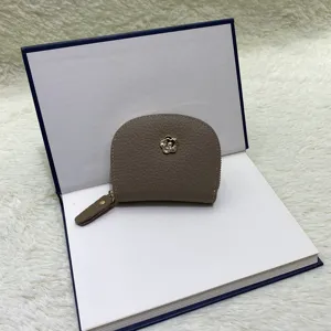 Genuine leather mini coin purse women card holder cute flower metal hardware casual small wallet