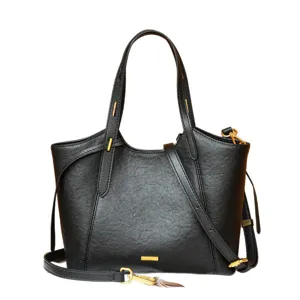 Black leather tote bag women large capacity shoulder bag vintage top handle handbag casual
