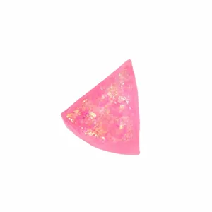 Pink triangular squishy stress relief toy filled with glitter for fun and relaxation.