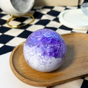 Detailed view of purple white smoothie stress relief ball, soft tactile sensory toy for anxiety.