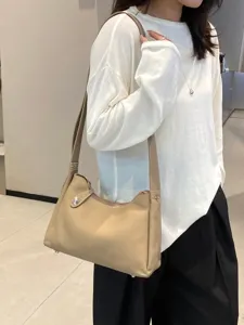 Fashion genuine leather shoulder bag for women, large capacity stylish tote handbag.