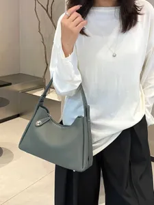 Genuine leather shoulder bag minimalist hobo handbag for women daily commute casual tote