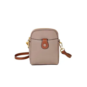 Mini leather crossbody phone bag taupe shoulder bag stylish casual women handbag new
