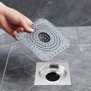 Filtre d'Évier en Silicone Attrape-Cheveux Couvercle de Bonde Carré et Rond Anti-Obstruction pour Cuisine Salle de Bains