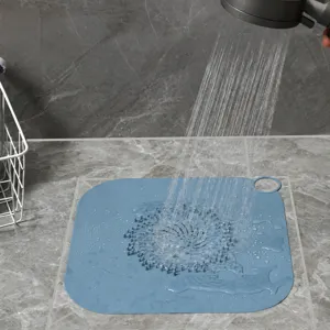 Silicone Floor Drain Cover Hair Catcher Large Square Drain Strainer With Handle For Bathroom Kitchen Sink Tub Protection