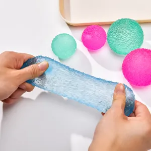 Detailed view of stretchy sensory squeeze toy texture, soft elastic stress relief product.