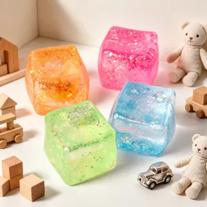 Διαφανή παιχνίδια κύβος squishy με γκλίτερ και αργή επαναφορά για ανακούφιση άγχους